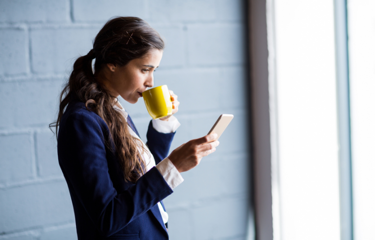 Women researching on Toil and how it works her phone