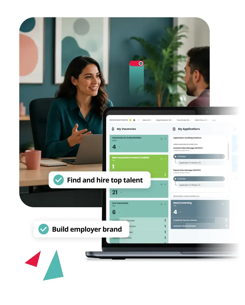 Recruitment HR software dashboard helping HR teams attract, manage and hire the best candidates for open roles.