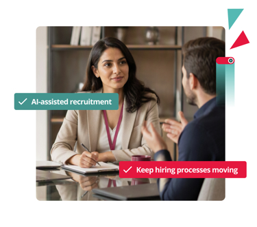 Recruiter using AI-assisted recruitment tools within an applicant tracking system to streamline hiring, candidate screening and recruitment workflows.