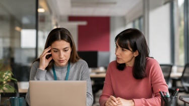 Colleagues discussing burnout