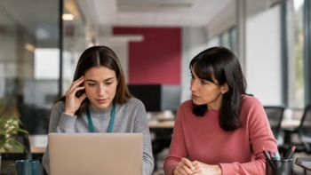 Colleagues discussing burnout