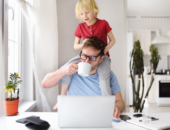 parent working on laptop