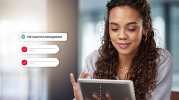 HR manager reviewing HR document management 
