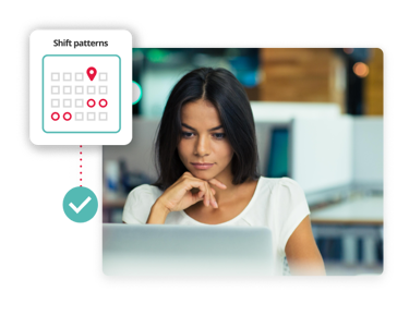 Person viewing a screen with flexible timesheet options for managing different work rotas.