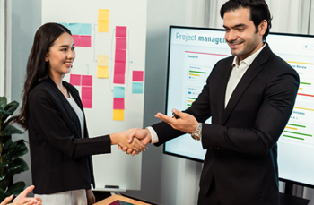 Happy employees reaching an agreement