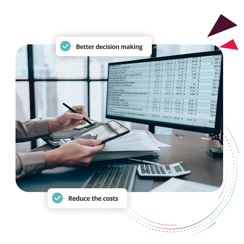 Reviewing payroll data on screen to save time and reduce costs.