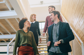 Employees interacting with eachother