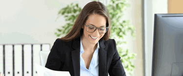 Women at work smiling