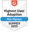 2023 G2 Highest User Adoption Award Badge