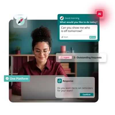 Access Evo AI assistant helping employees manage leave requests, tasks, compliance actions and workforce administration in one connected platform