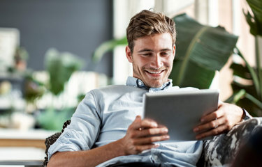 Man working from his tablet