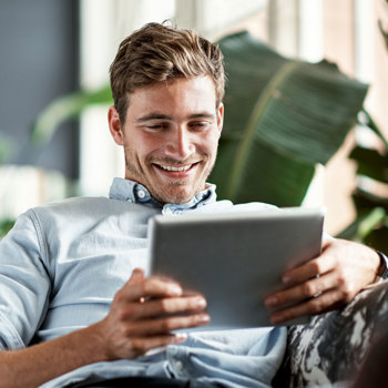 Man working from his tablet