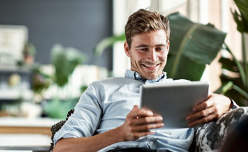 Man working from his tablet