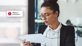 Woman looking at a form