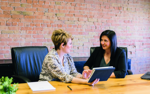 Manager giving feedback to an employee