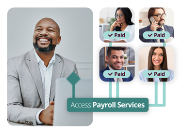 Graphic Showing Happy Employees Paid On Time