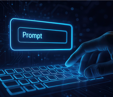 image of hand typing an prompt into an LLM