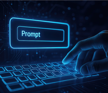 image of hand typing an prompt into an LLM