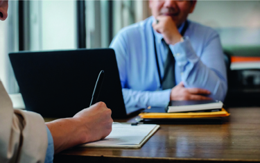 Manager and employee having a performance review