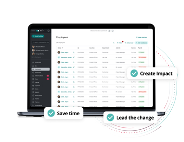 UI of PeopleHR showing key features